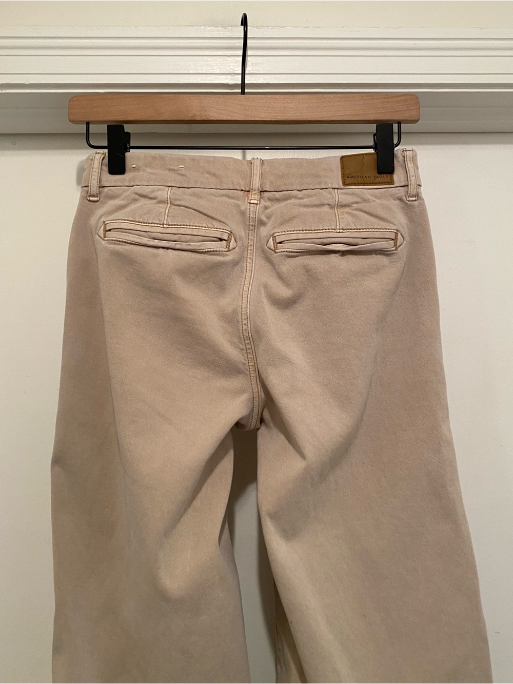 American Eagle Skater Trouser Wide Leg Pants women’s size 00 Short Khaki baggy - Picture 6 of 9